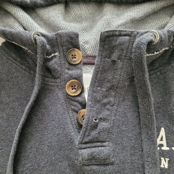 Aeropostale Womens Dark Gray Pullover Hoodie With Buttons Size Medium - Picture 5 of 10